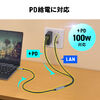 USB Type-C LAN変換ケーブル（2m・カテゴリ6・RJ45・ギガビット・PD100W・C to LAN・MACアドレスパススルー対応・への字ラッチ・メッシュケーブル）
