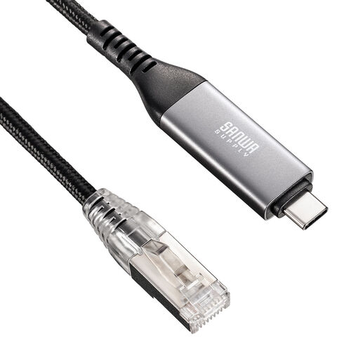 USB Type-C LAN変換ケーブル（3m・カテゴリ6・1Gbps・ギガビット・C to LAN・への字ラッチ・スリム・メッシュ・MACアドレスパススルー対応・ビデオ通話・ゲーム）