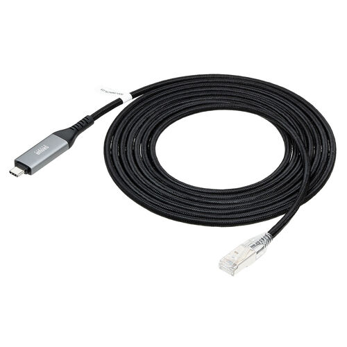 USB Type-C LAN変換ケーブル（3m・カテゴリ6・1Gbps・ギガビット・C to LAN・への字ラッチ・スリム・メッシュ・MACアドレスパススルー対応・ビデオ通話・ゲーム）