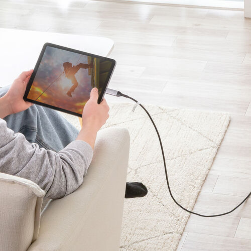 USB Type-C LAN変換ケーブル（5m・カテゴリ6・1Gbps・ギガビット・C to LAN・への字ラッチ・スリム・メッシュ・MACアドレスパススルー対応・ビデオ通話・ゲーム）