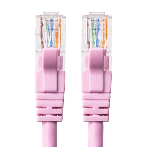 ツメ折れ防止カテゴリ6LANケーブル（より線・ストレート・ピンク・5m）