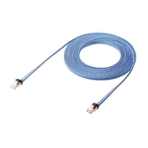 フラットCAT7 LANケーブル（カテゴリ7・フラットタイプ・メッシュ外皮・ 伝送速度10Gbps・伝送帯域600MHz・ツメ折れ防止カバー・5m）