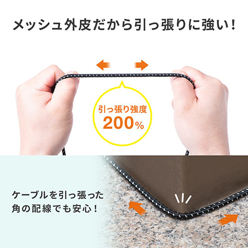 LANケーブル（CAT7・メッシュ・スリム・伝送速度10Gbps・伝送帯域600MHz・ツメ折れ防止カバー・1m）