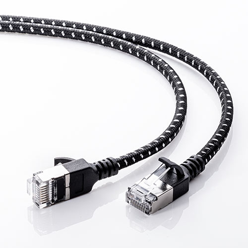 LANケーブル（CAT7・メッシュ・スリム・伝送速度10Gbps・伝送帯域600MHz・ツメ折れ防止カバー・5m）