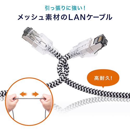LANケーブル（カテ8・カテゴリー8・CAT8・40Gbps・2000MHz・より線・メッシュ・スリム・ツメ折れ防止・1m）