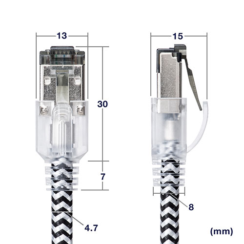 LANケーブル（カテ8・カテゴリー8・CAT8・40Gbps・2000MHz・より線・メッシュ・スリム・ツメ折れ防止・1m）