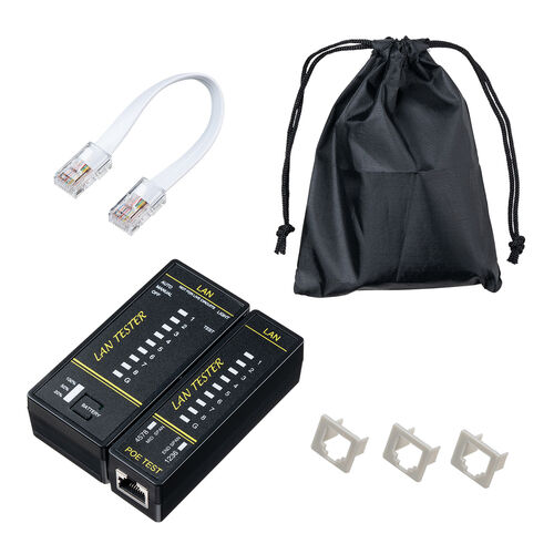 LANテスター（PoEチェッカー機能・RJ-45・RJ-11・親機/子機脱着可・マグネット取付け・LED表示・LEDライト内蔵・9V乾電池・電池残量LED）