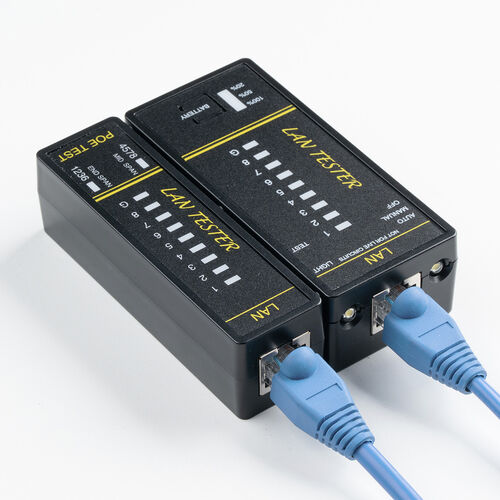 LANテスター（PoEチェッカー機能・RJ-45・RJ-11・親機/子機脱着可・マグネット取付け・LED表示・LEDライト内蔵・9V乾電池・電池残量LED）