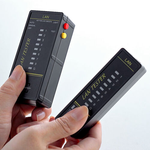 LANテスター（PoEチェッカー機能・RJ-45・RJ-11・親機/子機脱着可・マグネット取付け・LED表示・LEDライト内蔵・9V乾電池・電池残量LED）