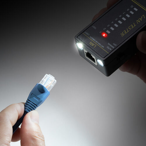 LANテスター（PoEチェッカー機能・RJ-45・RJ-11・親機/子機脱着可・マグネット取付け・LED表示・LEDライト内蔵・9V乾電池・電池残量LED）