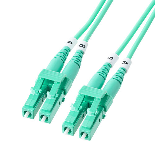 光ファイバケーブル（OM3・10GBASE-SR/SW規格・10Gbps・マルチモード・LC×2-LC×2・メガネ型・2芯・ショートブーツ・デュプレックス・50μm・3m）