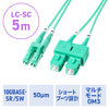 光ファイバケーブル（OM3・10GBASE-SR/SW規格・10Gbps・マルチモード・LC×2-SC×2・メガネ型・2芯・ショートブーツ・デュプレックス・50μm・5m）
