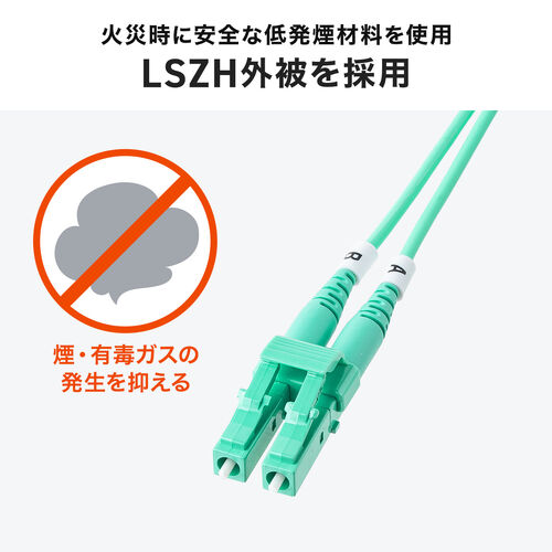 光ファイバケーブル（OM3・10GBASE-SR/SW規格・10Gbps・マルチモード・LC×2-SC×2・メガネ型・2芯・ショートブーツ・デュプレックス・50μm・20m）