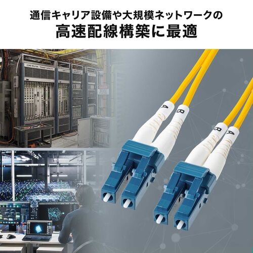 光ファイバケーブル（OS2・10GBASE-LR/ER/ZR規格・10Gbps・シングルモード・LC×2-LC×2・メガネ型・2芯・ショートブーツ・デュプレックス・SM 9μm・30m）