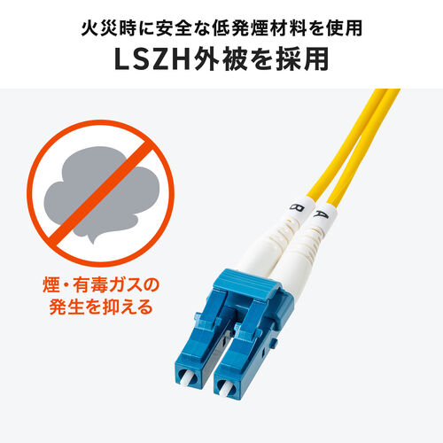 光ファイバケーブル（OS2・10GBASE-LR/ER/ZR規格・10Gbps・シングルモード・LC×2-SC×2・メガネ型・2芯・ショートブーツ・デュプレックス・SM・9μm・3m）