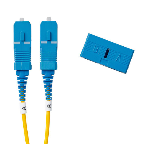 光ファイバケーブル（OS2・10GBASE-LR/ER/ZR規格・10Gbps・シングルモード・LC×2-SC×2・メガネ型・2芯・ショートブーツ・デュプレックス・SM・9μm・20m）