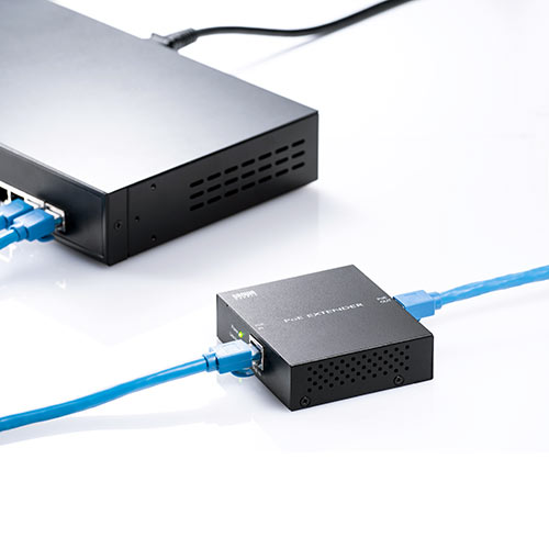 エクステンダー（PoE・受電・給電対応・ギガビット・PoE給電延長・ファンレス・LAN延長・電源ケーブル不要） SWH010