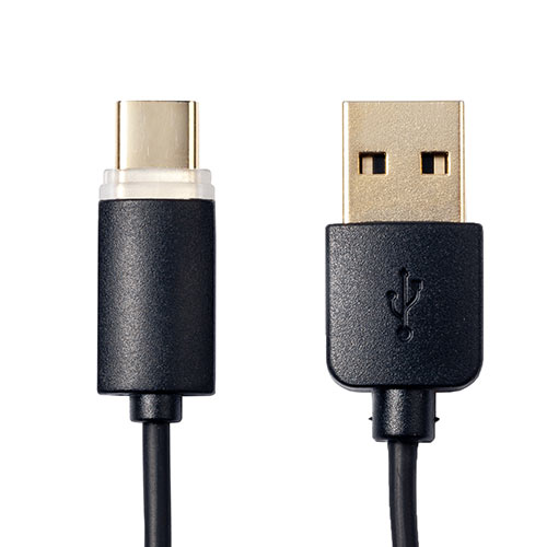 コネクタ両面対応Type-C充電ケーブル（急速充電可能・USB A/Type-C・ケーブル長1m・LED内蔵）