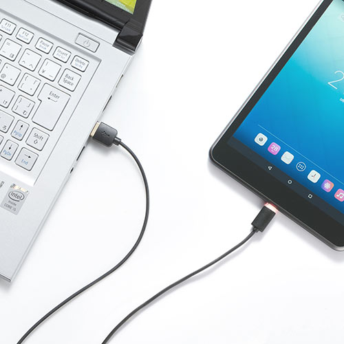 コネクタ両面対応Type-C充電ケーブル（急速充電可能・USB A/Type-C・ケーブル長1m・LED内蔵）