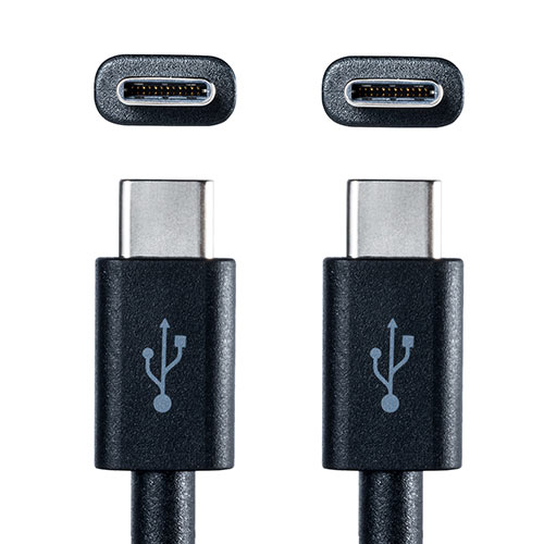 USB タイプCケーブル（USB2.0対応・Type-Cオス/Type-Cオス・USB-IF認証済み・1m・ブラック）