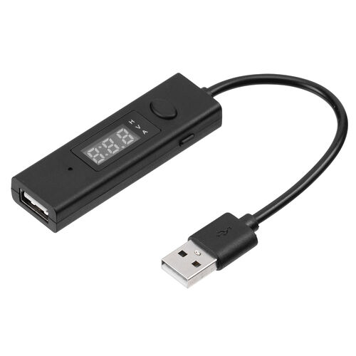 タイマー付きUSBケーブル（USB Aポートタイプ・充電・データ転送・電圧電流測定・3A対応・USB2.0・ブラック）