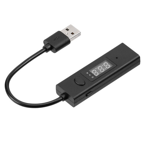 タイマー付きUSBケーブル（USB Aポートタイプ・充電・データ転送・電圧電流測定・3A対応・USB2.0・ブラック）