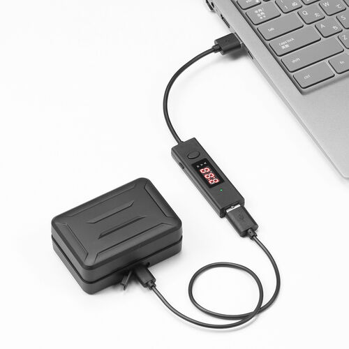 タイマー付きUSBケーブル（USB Aポートタイプ・充電・データ転送・電圧電流測定・3A対応・USB2.0・ブラック）
