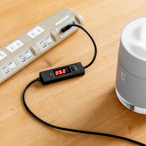 タイマー付きUSBケーブル（2in1タイプ・USB Type-C・microUSB・充電・データ転送・電圧電流測定・3A対応・USB2.0・ブラック）