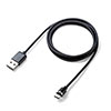 コネクタ両面対応マグネット着脱式USB Type-C充電ケーブル（QuickCharge・スマートフォン・充電・通信・2A対応・ケーブル長1m・ブラック）
