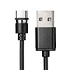 コネクタ両面対応マグネット着脱式USB Type-C充電ケーブル（QuickCharge・スマートフォン・充電・通信・2A対応・ケーブル長1m・ブラック）