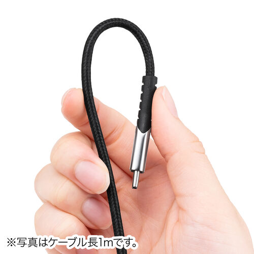 USB Type-Cケーブル（USB2.0・高耐久・ポリエチレンメッシュケーブル・USB PD 100W対応・CtoC・0.2m・ブラック）