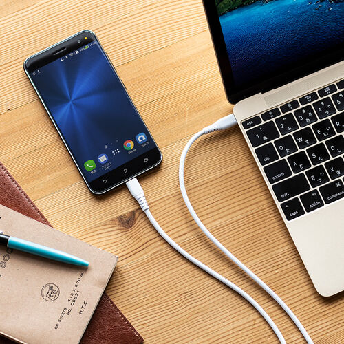 やわらか USB Type-Cケーブル（USB2.0・絡まない・USB PD 100W対応・CtoC・1m・ホワイト）