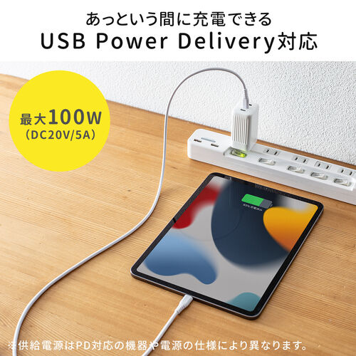 やわらか USB Type-Cケーブル（USB2.0・絡まない・USB PD 100W対応・CtoC・1m・ホワイト）