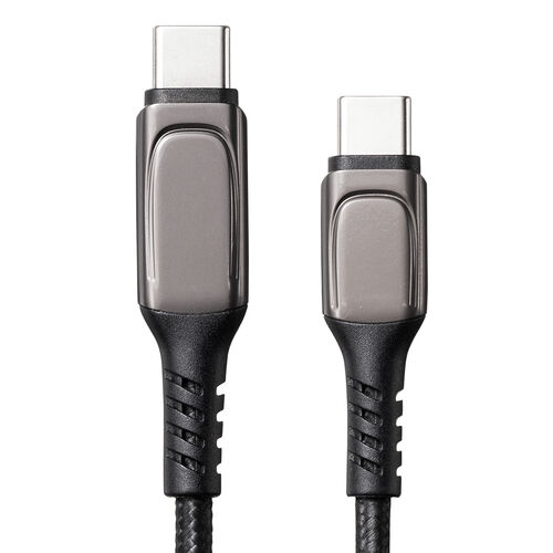 USB Type-Cケーブル（電力表示機能付き・USB2.0・PD100W対応・emarker搭載・ポリエチレンメッシュケーブル・1m・ブラック）