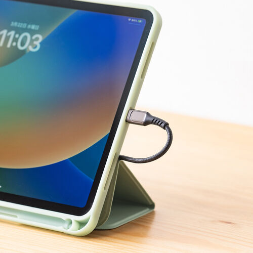 USB Type-Cケーブル（電力表示機能付き・USB2.0・PD100W対応・emarker搭載・ポリエチレンメッシュケーブル・1m・ブラック）