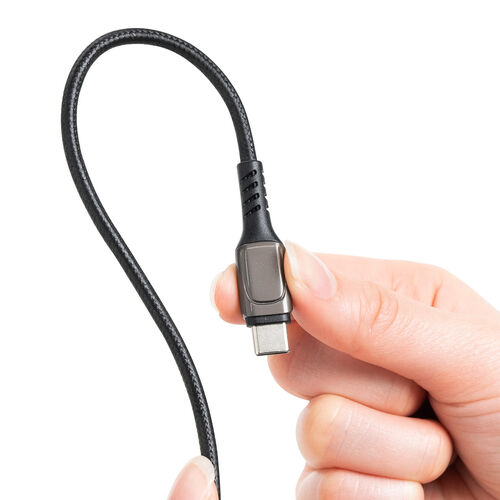 USB Type-Cケーブル（電力表示機能付き・USB2.0・PD100W対応・emarker搭載・ポリエチレンメッシュケーブル・1m・ブラック）