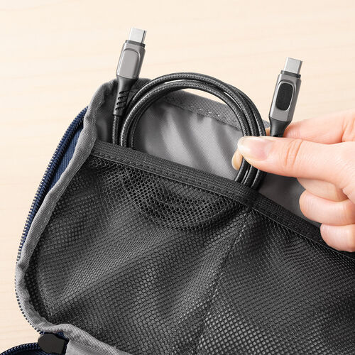 USB Type-Cケーブル（電力表示機能付き・USB2.0・PD100W対応・emarker搭載・ポリエチレンメッシュケーブル・1m・ブラック）