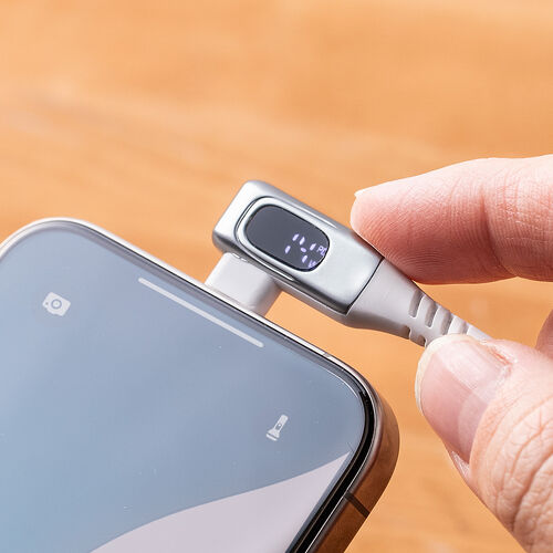 USB Type-Cケーブル（W数表示機能付き・L字コネクタ・PD240W対応・やわらかシリコンケーブル・USB2.0・iPhone16・1m・ホワイト）