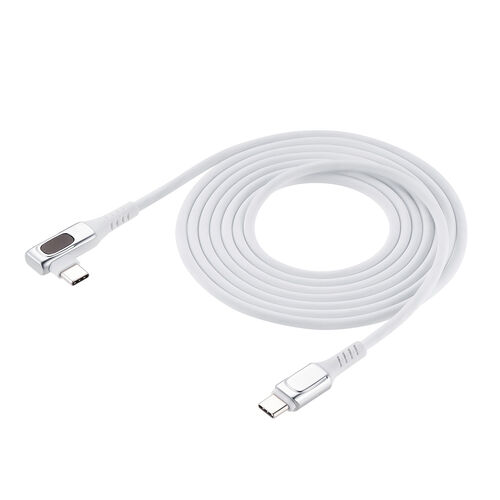 美顔器 ホワイト ブルー USBケーブル付き USB Type-Cケーブル（W数表示機能付き・L字コネクタ・PD240W対応