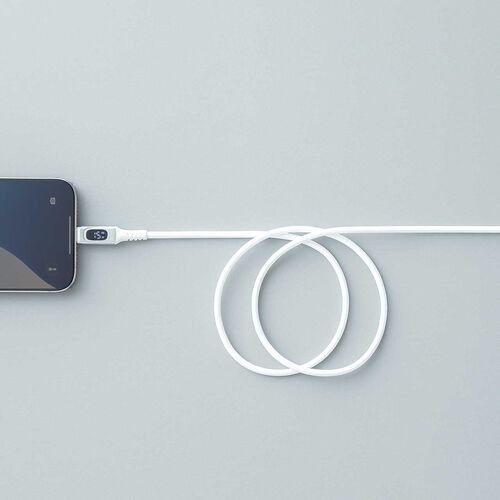 PD電力表示機能付き USB Type-Cケーブル（USB PD240W対応・e-marker搭載・1m・やわらかシリコンケーブル・USB2.0・充電・データ転送・スマホ・タブレット・ホワイト）
