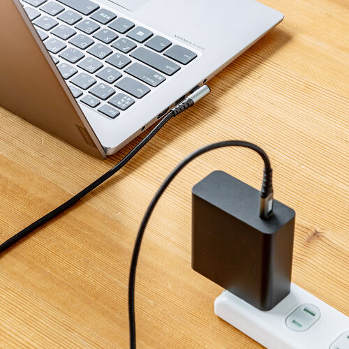 USB Type-Cケーブル（L字・USB PD100W・シリコンメッシュ・絡まない・CtoC・タイプC・USB2.0・充電・データ転送・スマホ・タブレット・1m・ブラック）