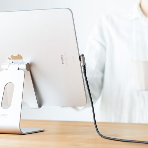 USB Type-Cケーブル（L字・USB PD100W・シリコンメッシュ・絡まない・CtoC・タイプC・USB2.0・充電・データ転送・スマホ・タブレット・1m・ブラック）