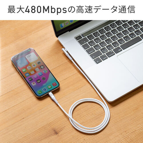 USB Type-Cケーブル（L字・USB PD100W・シリコンメッシュ・絡まない・CtoC・タイプC・USB2.0・充電・データ転送・スマホ・タブレット・1m・ブラック）