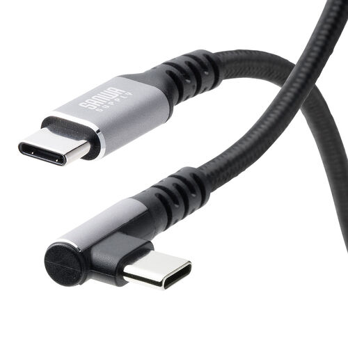 USB Type-Cケーブル（L字・PD60W・ポリエステルメッシュ・高耐久・CtoC・USB2.0・充電・データ転送・スマホ・タブレット・Nintendo Switch・ノートパソコン・1m）