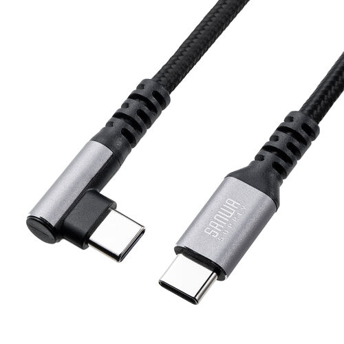 USB Type-Cケーブル（L字・PD60W・ポリエステルメッシュ・高耐久・CtoC・USB2.0・充電・データ転送・スマホ・タブレット・Nintendo Switch・ノートパソコン・1m）
