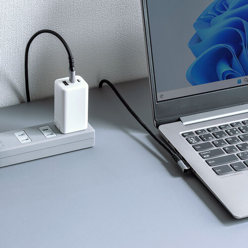 USB Type-Cケーブル（L字・PD60W・ポリエステルメッシュ・高耐久・CtoC・USB2.0・充電・データ転送・スマホ・タブレット・Nintendo Switch・ノートパソコン・1m）