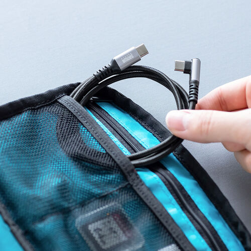 USB Type-Cケーブル（L字・PD60W・ポリエステルメッシュ・高耐久・CtoC・USB2.0・充電・データ転送・スマホ・タブレット・Nintendo Switch・ノートパソコン・1m）