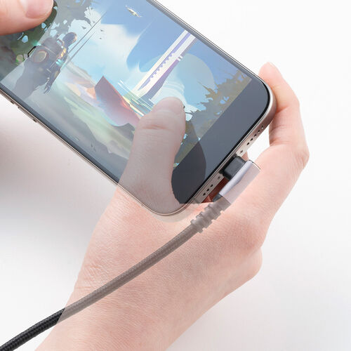 USB Type-Cケーブル（L字・PD60W・ポリエステルメッシュ・高耐久・CtoC・USB2.0・充電・データ転送・スマホ・タブレット・Nintendo Switch・ノートパソコン・1m）