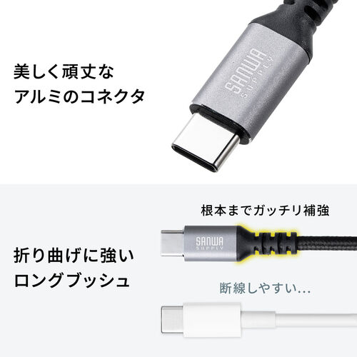 USB Type-Cケーブル（L字・PD60W・ポリエステルメッシュ・高耐久・CtoC・USB2.0・充電・データ転送・スマホ・タブレット・Nintendo Switch・ノートパソコン・1m）