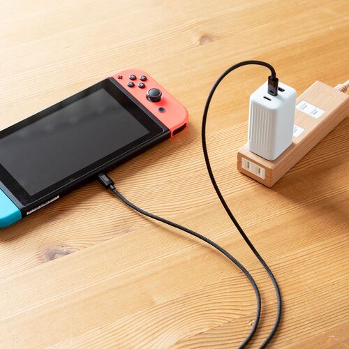 USB Type-Cケーブル（USB PD60W・1m・ケーブルバンド付き・シリコンメッシュ・絡まない・しなやか・CtoC・タイプC・USB2.0・充電・データ転送・スマホ・タブレット・ブラック）